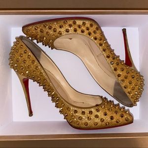 Christian Louboutin Gold Follies Spike Heels